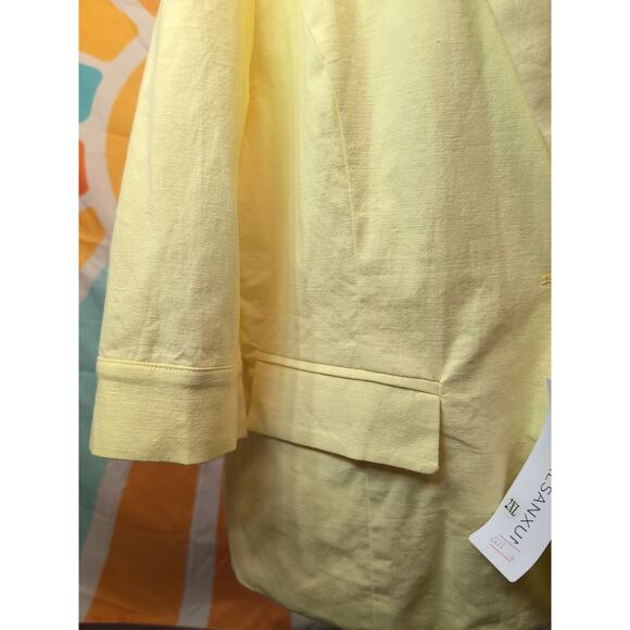 Idealsanxun Women's Yellow Linen Blend Blazer 2XL(87) - Picture 2 of 8
